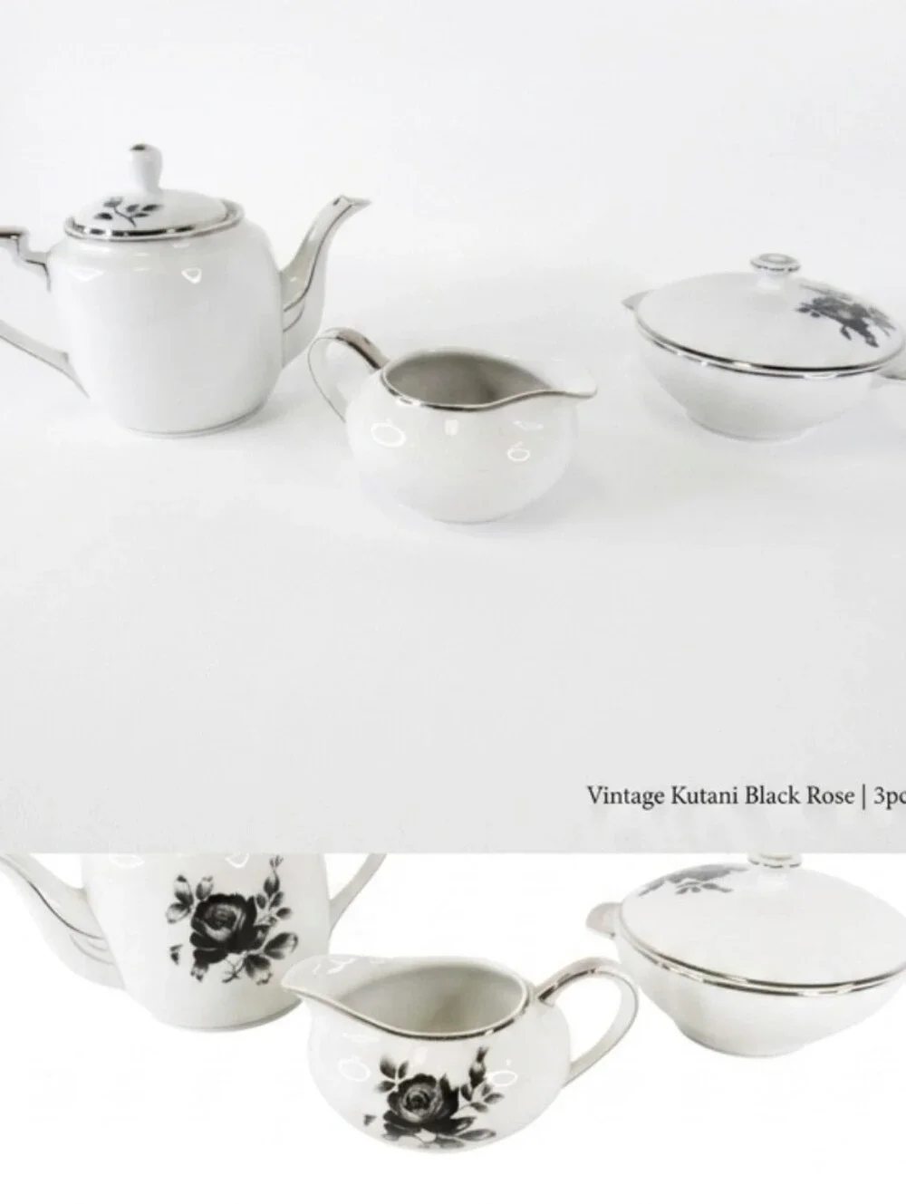 Vintage Kutani Hand-Painted Porcelain Tea Service Set - 3 Pieces